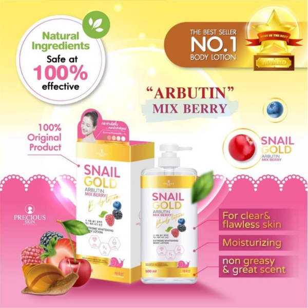 Precious Skin Snail Gold Arbutin Mix Berry Body Lotion